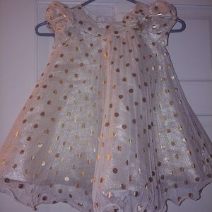 White with gold polka dot multi layer dress